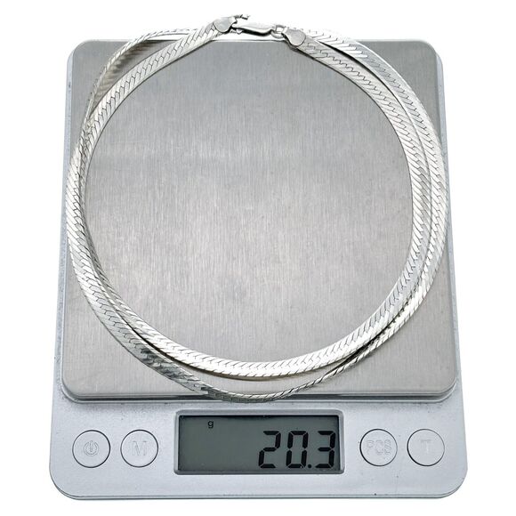 Italian 5mm Herringbone Chain Necklace | Vintage Sterling Silver 925 | 24" - Picture 5 of 5